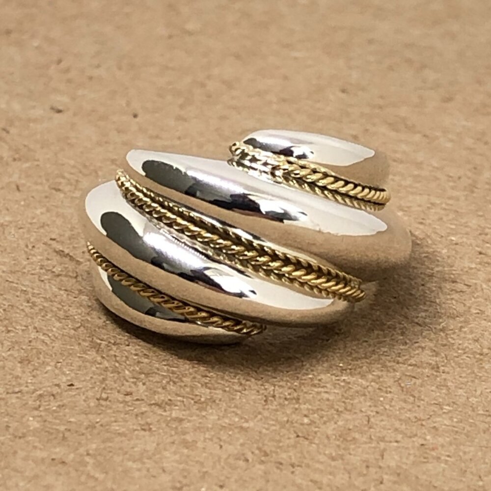 Tiffany & Co. Yellow Gold & Sterling Silver 925 Dome Shrimp Rope Ring